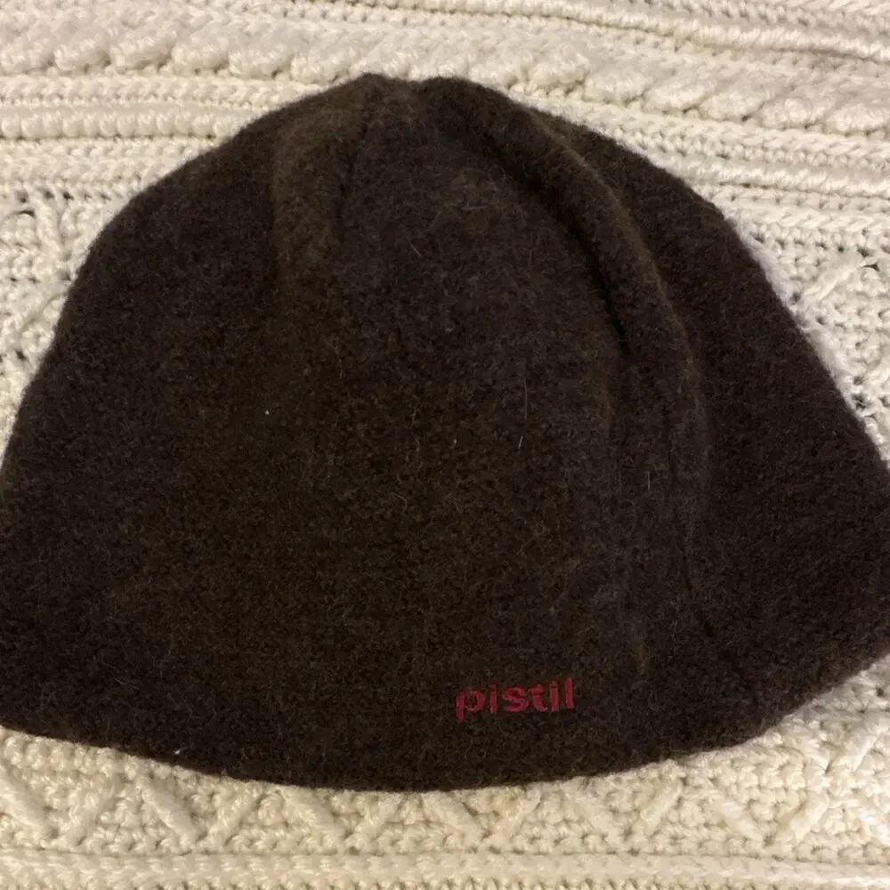 Pistil Brown Wool Beanie Hat Lined Size M Womens Embroidered Bird 100% Wool